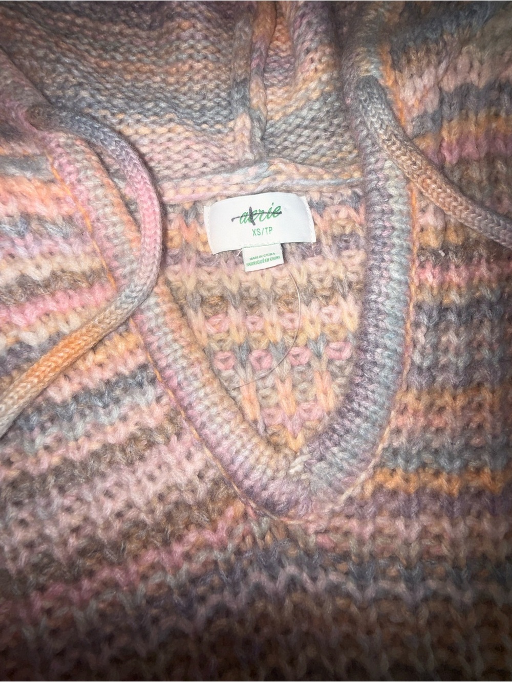 Aerie Space Dye Oversized Hooded Sweater Size Small Wool Blend Cozy Knit pastel - Picture 10 of 11